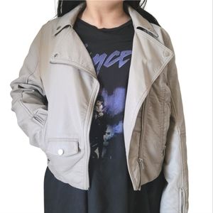 H&m Faux Leather Biker Jacket Size 8 in Gray
